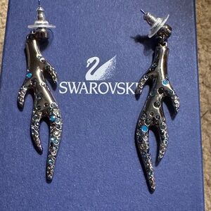 Swarovski Silver Earrings with Blue Accents